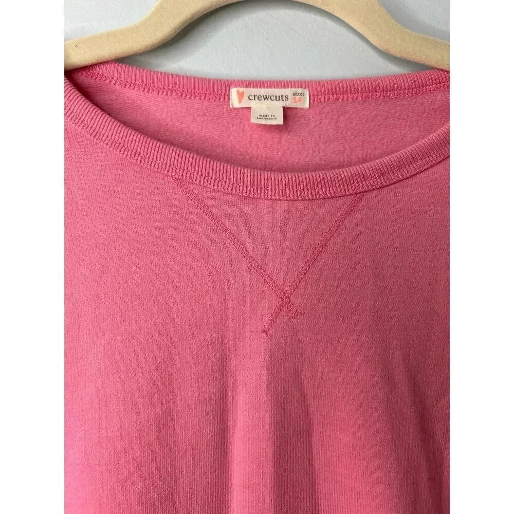 Crewcuts Ruffle Crewneck Sweatshirt Girls Size 14 Pink Preppy J. Crew - Picture 3 of 7